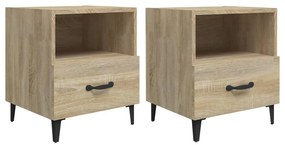 Comodini 2 pz rovere sonoma in legno multistrato