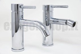 Set miscelatori Lavabo E Bidet con Piletta click clack inox cromo Athos