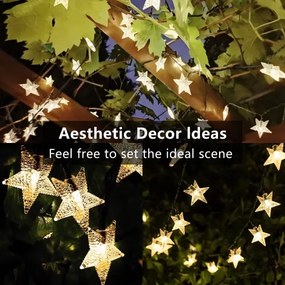 Brilagi - Catena decorativa solare a LED STARS 50xLED/8 funzioni 7m IP65 bianco caldo