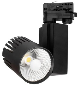Faro LED 40W Binario Trifase Nero CRI92 100° Bridgelux LED Colore Bianco Caldo 2.700K