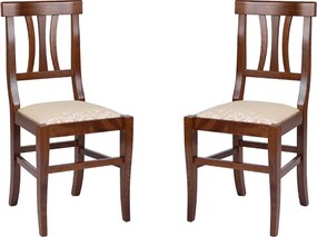 Sedia in legno massello con seduta imbottita LAURA finitura noce SET 2 PZ