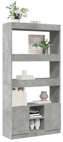 Credenza grigio cemento 92x33x180 cm in legno multistrato