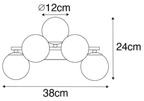 Applique moderna nera con vetro fumé 5 luci - Bianca