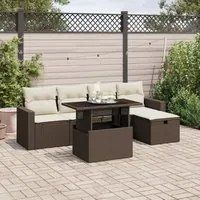 Set Divano da Giardino 6 pz con Cuscini Marrone in Polyrattan 3274813