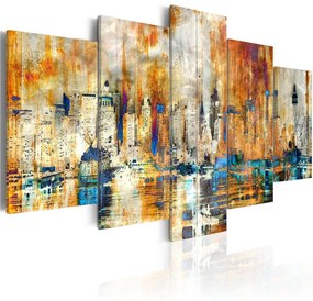 Quadro Memory of the City  Colore Blu, Dimensioni e Misure 200x100