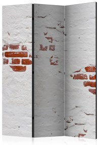 Paravento design Segreto di pietra - texture architettonica di mattoni e cemento bianco