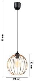 Lampadario a sospensione con filo MATT 1xE27/60W/230V nero/rame