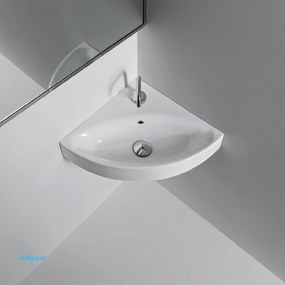 Kerasan "Cento" Lavabo Sospeso Angolare In Ceramica Finitura Bianco Lucido