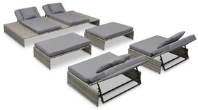 Set divani da giardino 5 pz con cuscini in polyrattan grigio