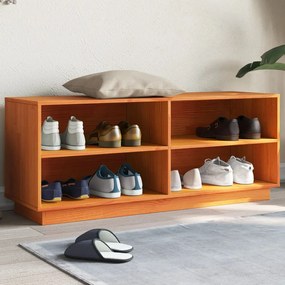 Scarpiera Marrone Cera 110x34x45 Cm İn Legno Massello Di Pino /