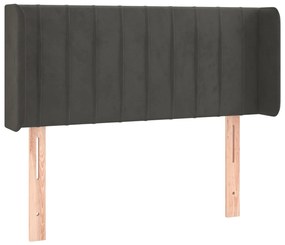 Testiera ad orecchio grigio scuro 103x16x78/88 cm in velluto