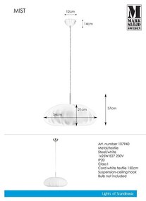 Apparecchio a sospensione di colore bianco Mist - Markslöjd
