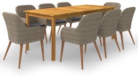 Set da pranzo da giardino 9 pz marrone