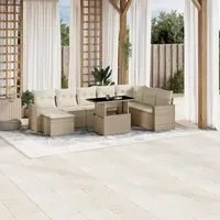 Set Divano da Giardino 9 pz con Cuscini Beige in Polyrattan 3267468