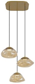 Lampada a sospensione Hotel Chic ottone con vetro ambrato 3 luci - Gus