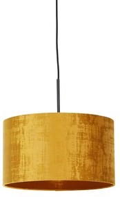 Lampada a sospensione moderna nera con paralume giallo 35 cm - COMBI