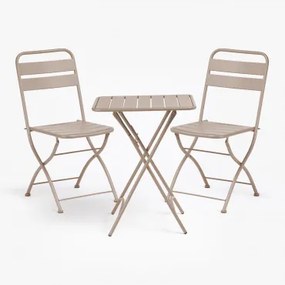 Set tavolo pieghevole (60X60 cm) e 2 sedie pieghevoli Janti Nude - Sklum