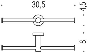 Colombo Plus W4990 Porta Rotolo Doppio 30 cm a parete in ottone cromo
