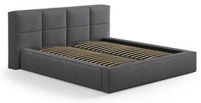 Letto matrimoniale imbottito grigio scuro con contenitore con rete inclusa 200x200 cm Simon Darren – Micadoni