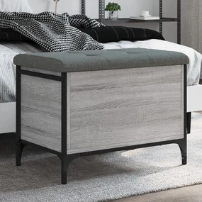 Panca Portaoggetti Grigio Sonoma 62x42x45 Cm Legno Multistrato /