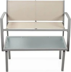 Salotto da esterno in acciaio verniciato con divano, poltrone e tavolo Sierra Marrone