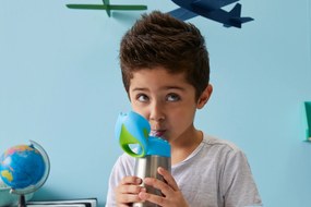 Bottiglia termica con cannuccia 350 ml – blu/verde