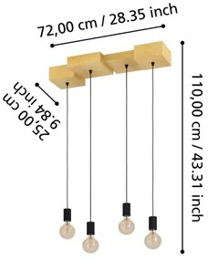 Eglo 43799 - Lampadario a sospensione con filo HALKIN 4xE27/40W/230V