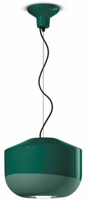 Sospensione Grande Vintage Decò Bellota Ceramica Verde Bottiglia 1 Luce E27
