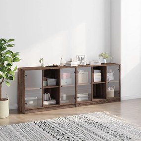 Libreria con ante rovere marrone 204x37x75 cm legno multistrato