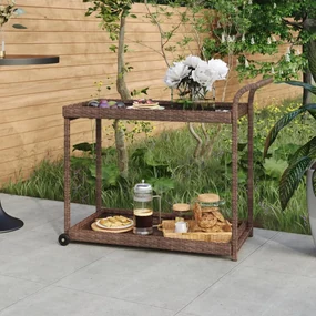 Carrello Da Bar Marrone 100x45x83 Cm İn Polyrattan /