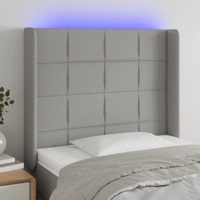 Testiera A Led Grigio Chiaro 83x16x118/128 Cm İn Tessuto /