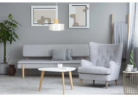 Sospensione Nordica 1 Luce Surya In Acciaio Bianco E Legno