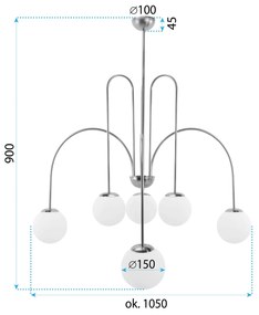 LAMPA SUFITOWA WISZĄCA ZŁOTA Z BIAŁYMI KULAMI APP1574-5CP