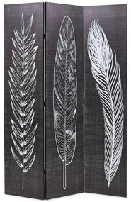 Paravento Pieghevole 120x170 Cm Stampa Piume Bianco E Nero /