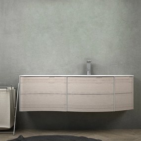 Mobile da bagno 150 cm rovere sbiancato Mod. Rio con lavabo a destra