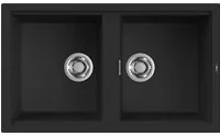 Lavello Elleci Incasso 2 vasche 86x51 Best 450 Keratek Plus Nero Black Assoluto LKB45086