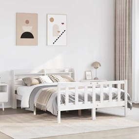 Letto Senza Materasso Bianco 140x190 Cm Legno Massello Di Pino /