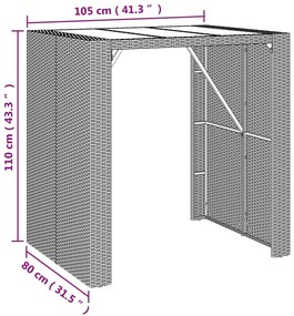 Set Bar Giardino 5 pz Nero Polyrattan e Legno Massello Acacia