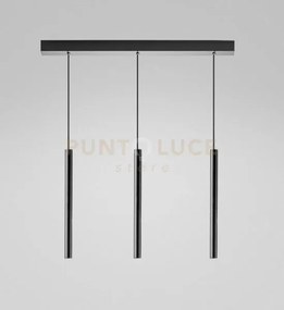 Thalassia s/3p - sospensione lineare in alluminio colore nero a led...
