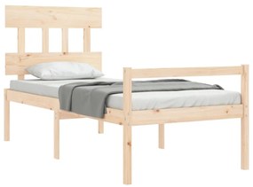Letto per anziani con testiera 90x200 cm in legno massello