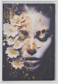 Quadro su tela con cornice moderno 67x97 cm ritratto di donna con fiori