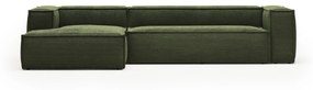 Kave Home - Divano Blok 4 posti chaise longue sinistra in velluto a coste spesse verde 330 cm