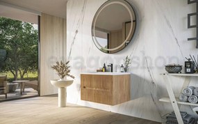 Mobile bagno rovere 70x46 cannettato Urbino due cassetti con lavabo in ceramica frontale