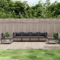 Set Divani da Giardino 6 pz con Cuscini Antracite in Polyrattancod mxl 124500