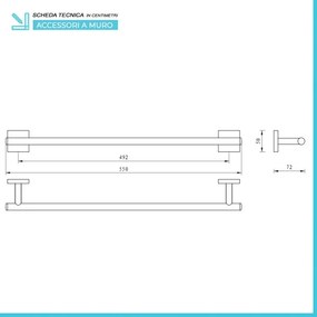 Porta asciugamani dritto da muro 55 cm in acciaio cromo serie Easy