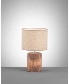 Lampada da tavolo marrone/beige in calcestruzzo con paralume in tessuto (altezza 35 cm) Malik – Fischer &amp; Honsel