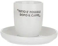 Tazzina caffè con piattino bianco con scritta 135 ml