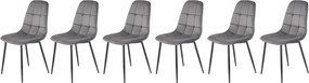 Set di 6 sedie K417 in velluto grigio