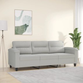 Divano A 3 Posti Grigio Chiaro 180 Cm İn Tessuto Microfibra /