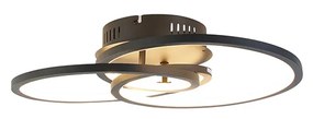 Plafoniera nera 45 cm con LED dimmerabile a 3 livelli - Rowin